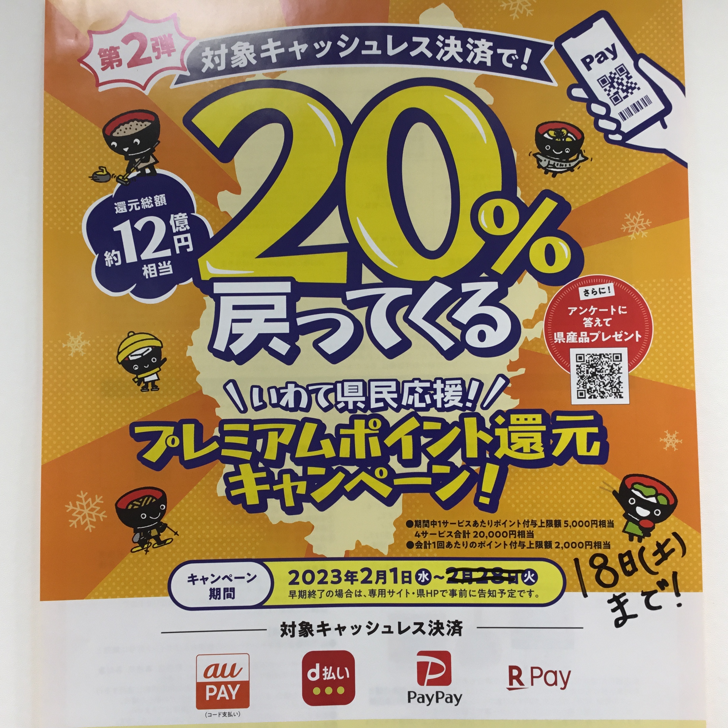 いわて県民応援！プレミアムポイント還元キャンペーン第2弾　18日まで